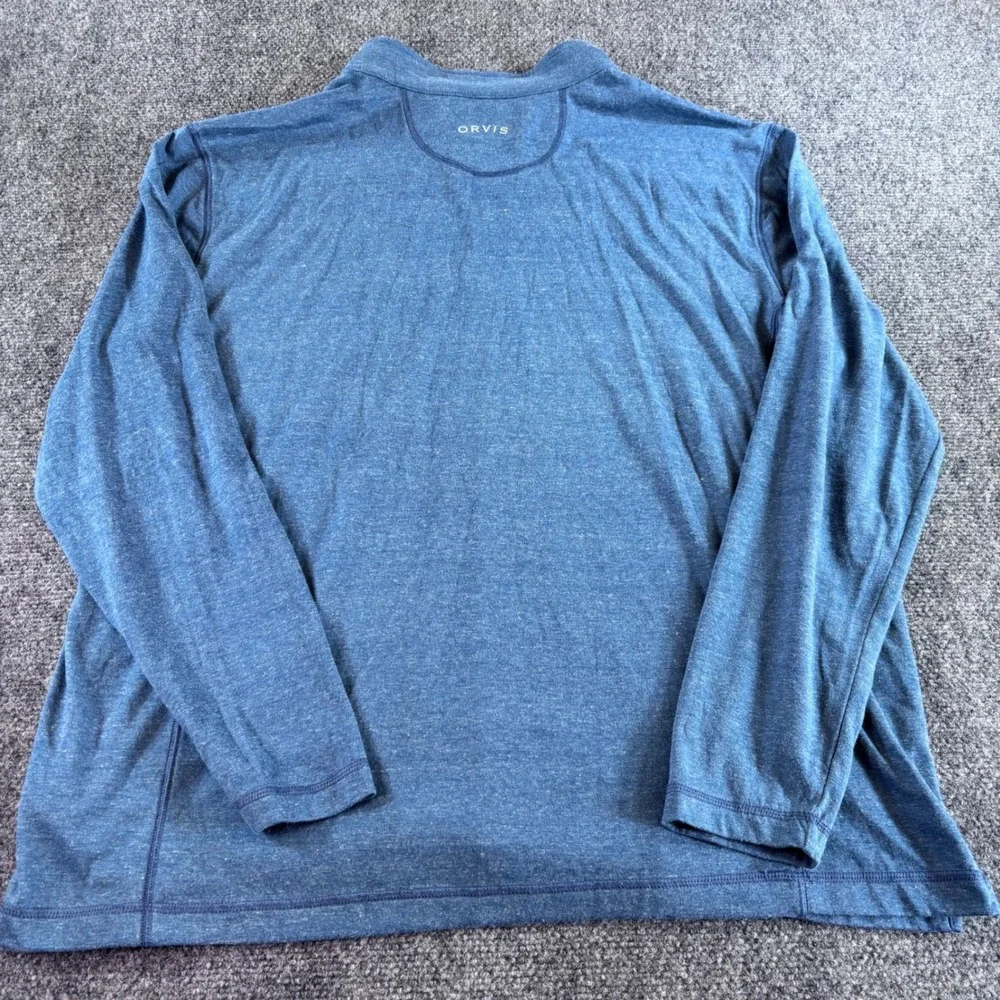Orvis Quarter Zip Pullover Mens XL Blue Heathered Lightweight Outdoor Activewear